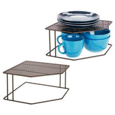 Decorative Corner Shelf - 2 Tier Raised Storage Organizer 25 x 25 x 11 cm - Decorlay
